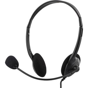 Deltaco HL-2 hoofdtelefoon/headset Bedraad Hoofdband Kantoor/oproepcentrale Zwart (Bedraad), Koptelefoon, Zwart