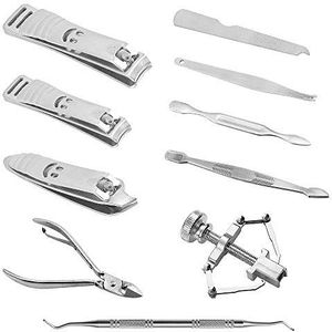 10 Pack Ingegroeide teennagel Tool Kit,YuCool Professionele teennagel Clipper Cuticle Cutters Roestvrij staal Ingegroeide teennagel verwijdering Correctie Clippers Nagelvijl