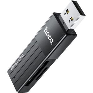 SD Kaartlezer USB voor Micro SD kaart - SD kaart - Geschikt voor Telefoon, PC en Tablet met USB aansluiting - Zwart