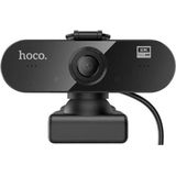 Hoco DI06 - Webcam Voor PC met Microfoon - 2K HD - Webcam Cover - 1.5 Meter - Zwart