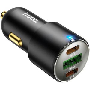 Hoco 3A USB/USB-C Auto Snellader 45W - Power Delivery - Quick Charge - Zwart