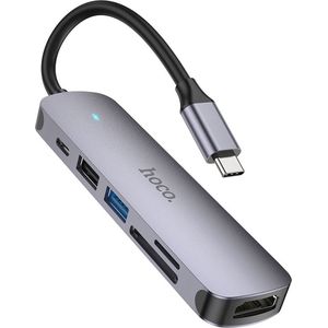 Hoco Usb-C naar Hdmi, Usb 2.0, Usb 3.0 en USB C met een SD en Micro SD kaart lezer