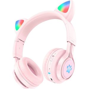 Hoco W39 Kattenoren Draadloze Bluetooth Headset Roze