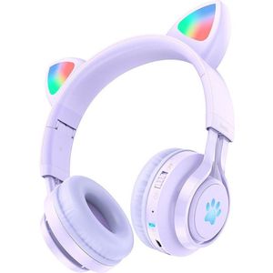 Hoco W39 Kattenoren Draadloze Bluetooth Headset Paars