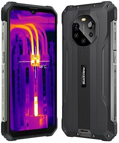 Blackview 5G Warmtebeeldcamera, outdoor, smartphone zonder abonnement, BL8800 Pro, 50 MP quadcamera, Dimensity 700 8 GB + 128 GB, 6,58 inch FHD+, 8380 mAh accu, 33 W snelladen, IP68 robuust, NFC, GPS,