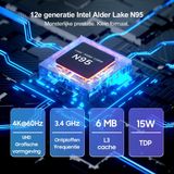 Blackview MP60 Mini PC - 16 GB DDR4 - 512 GB M.2 SSD - Intel N95 - Windows 11 - 5G WiFi - 4K HD Dual HDMI - Gigabit Ethernet - Zwart