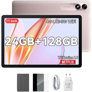 Blackview Tab 90 Tablet PC 11 inch 4G LTE+5G WiFi Android 14 Tablet 24(8+16)GB RAM+128GB ROM Octa Core Gaming Tablet met 8200mAh Accu Roze