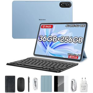 Blackview MEGA 2 Tablet Sets - Android 15 - 4G LTE+WiFi - 12 Inch - 36GB RAM - 256GB - Widevine L1 - 9000mAh - Blauw