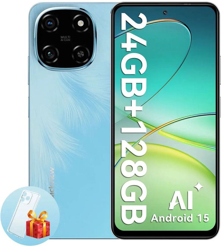 Blackview COLOR 6 Smartphone - 24GB RAM - 128GB ROM - 6.67 Inch - 5000mAh - Dual 4G LTE - Android 15 - OTG - Blauw