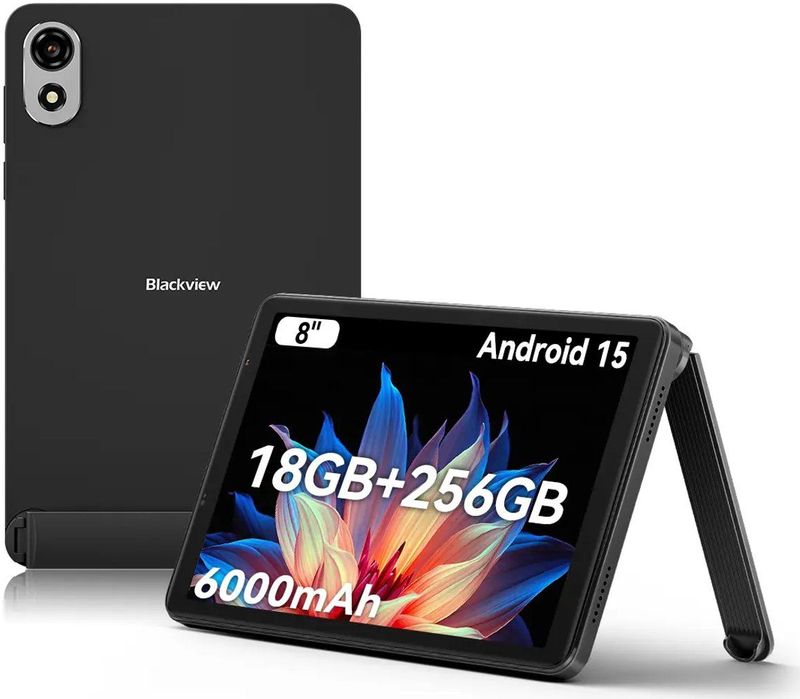 Blackview ZENO 1 Tablet - 8 inch Android 15 Tablet - 18 GB RAM+256 GB ROM(2TB TF) - T615 8-Kern KI-Chip - 4G LTE+WiFi 5G - 6000mAh - Face ID - Widevine L1 - BT5.2 - Zwart