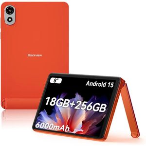 Blackview ZENO 1 Tablet - 8 inch Android 15 Tablet - 18 GB RAM+256 GB ROM(2TB TF) - T615 8-Kern KI-Chip - 4G LTE+WiFi 5G - 6000mAh - Face ID - Widevine L1 - BT5.2 - Oranje