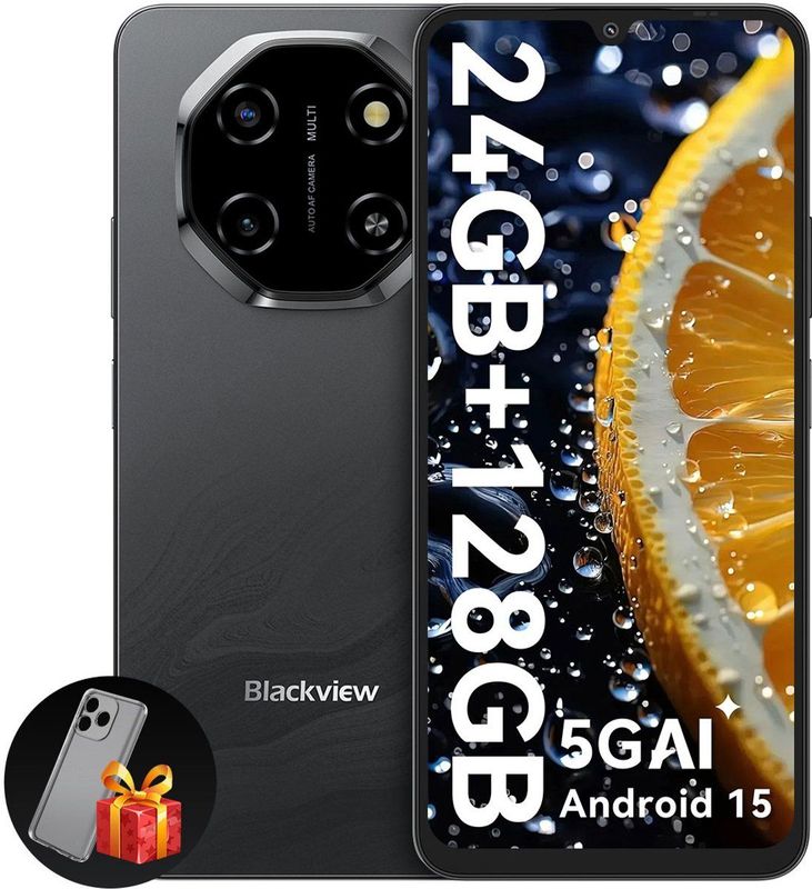 Blackview - SHARK 6 - Smartphone - Zwart - 5G - 24 GB RAM - 128 GB ROM - Octa Core - Android 15 - 6,88 inch - NFC