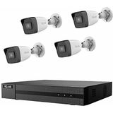 HiLook IK-4248BH-MH/P PoE Complete set voor videobewaking - 1x 4-kanaals netwerk videorecorder met PoE, HDMI en VGA-uitgang en 4x 8 MP PoE-bewakingscamera's