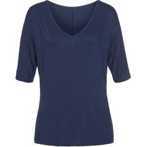 Vivance - T-shirt - Marine - Met Cut-outs bij de Mouwen - Korte Mouwen - V-hals