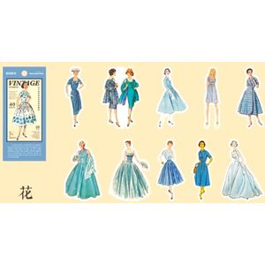 Vintage Stickers - Girl Blauw- 40 stuks - Bulletjournal Sticker - Scrapbook Stickers - Agenda Sticker - Bullet Journal