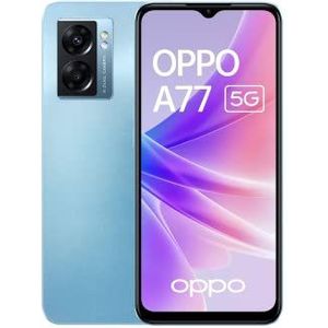 OPPO A77 Smartphone, 5G, ontgrendeld, 4 GB RAM + 64 GB uitbreidbaar geheugen, AMOLED-display 90 Hz 6,43 inch, 48 MP camera, 5000 mAh batterij + snel opladen 33 W, stereoluidspreker, blauw [Franse