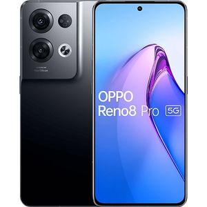 OPPO Reno 8 Pro (256 GB, Geglazuurd zwart, 6.70"", Dubbele SIM, 50 Mpx, 5G), Smartphone, Zwart