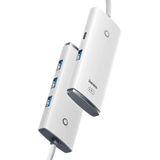 Baseus Lite Series 4-in-1 USB Hub with 4x USB 3.0 Ports and 25cm Cable (White)