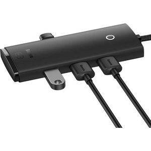 BASEUS Lite Series 4in1 USB-C naar 4xUSB 3.0 Hub Adapter (2m) - Zwart