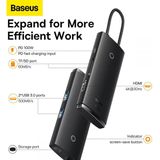 Baseus - Lite 6-in-1 USB-C Hub - Zwart - HDMI/2x USB 3.0/USB-C PD/SD/TF