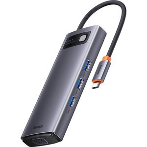 Baseus Hub 6in1 Metal Gleam Series, USB-C to 3x USB 3.0 + HDMI + USB-C PD + VGA