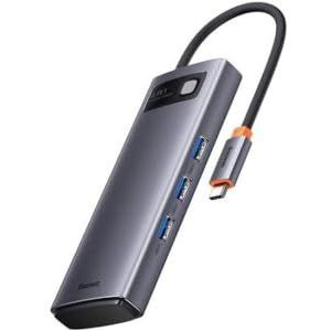 Baseus Hub 6in1 Metal Gleam Series, USB-C naar 3x USB 3.0 + 2x HDMI + USB-C PD