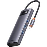 Baseus 6-in-1 Metal Gleam Serie, USB-C naar 3 x USB 3.0 + USB-C PD + microSD/SD