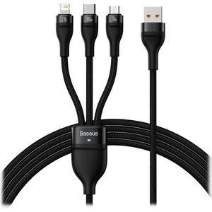Baseus USB-A 3-in-1 Lightning/USB-C/Micro USB Kabel 100W 1.2M Zwart