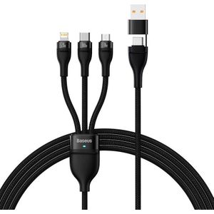 Baseus Flash Series 2 3-in-1 USB Cable with USB-C, Micro USB, and Lightning Connectors, 100W, 1.2m (Black)