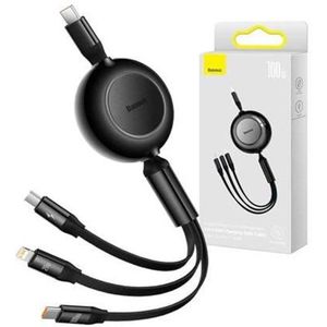 Baseus Oprolbare 3-in-1 USB-C naar Lightning/USB-C/MicroUSB Kabel 1.1M