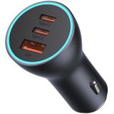 Baseus Autolader Oplader USB-C & USB 3x Snellader - Grey 65W [Triple Fast Car Charger]