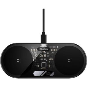 Baseus - 2-in-1 Draadloze Oplader - Zwart - LED Display - USB-A Poort