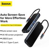 Baseus AcmeJoy USB-C naar USB-A/HDMI/USB-C, RJ45 en SD/TF Grjs