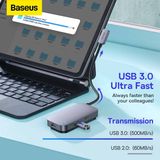 Baseus USB-C naar HDMI 4K@30Hz/USB 3.0/3.5.mm/USB-C PD 100W/SD TF