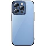 Baseus Transparante glitterhoes en gehard glas set voor iPhone 14 Pro Max (blauw)