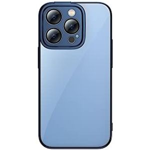 Baseus Transparante glitterhoes en gehard glas set voor iPhone 14 Pro Max (blauw)