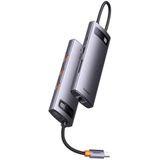 HUB - Baseus StarJoy - 8in1 USB-C Hub - Grijs - USB-C naar USB-C / 3x USB-A / HDMI / RJ-45 / SD TF