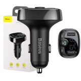 Baseus  Bluetooth Muziek FM Transmitter en Dubbele USB Poort S-09A Autolader Zwart