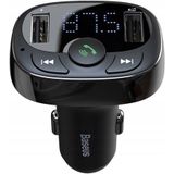 Baseus  Bluetooth Muziek FM Transmitter en Dubbele USB Poort S-09A Autolader Zwart