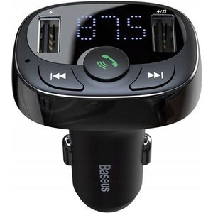Baseus FM Transmitter T typed Bluetooth 2xUSB microSD (zwart)