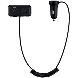 Baseus Dubbele USB Poort Autolader en Bluetooth FM Muziek Transmitter Zwart