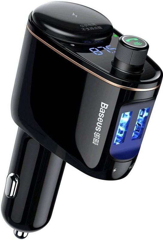 Baseus - Bluetooth Muziek FM Transmitter - Autolader - Zwart - 2x USB 3.4A