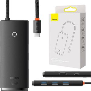 Baseus - WKQX080201 - Hub - Zwart - 5-PORT USB-C naar HDMI USB3.0X3 PD HUB