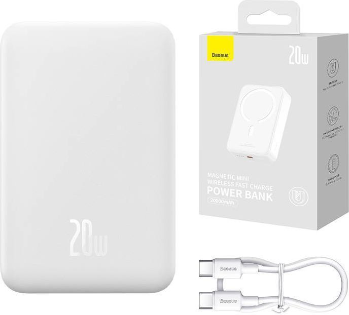 Baseus Powerbank Magnetic Mini 20000mAh 20W MagSafe (white) Powerbank (Akku) - Wei� - 20000 mAh