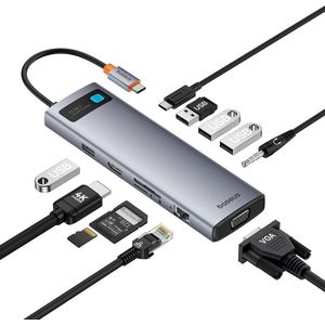 Baseus Hub 11in1 StarJoy Metal Glam Series, USB-C to HDMI +VGA + 3 x USB 3.0 + USB 2.0+USB-C PD + RJ45 + SD/TF +3,5mm