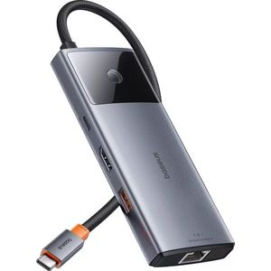 Baseus Hub 6in1 Metal Gleam 2 Series, USB-C to 2xUSB 3.0 +USB-C + HDMI + USB-C PD + Ethernet RJ45