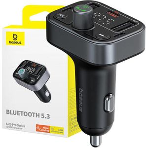 Baseus - S-09 Pro - FM-zender - Zwart - Bluetooth 5.3 - 3 USB-laadpoorten