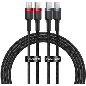 Baseus Cafule USB-C / USB-C-Kabel 100W 1 m - rot-schwarz und schwarz-grau (2 Stk.)