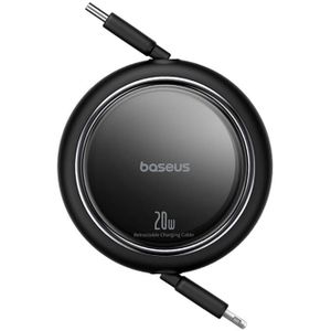 Baseus Free2Pull Oprolbare USB-C naar Lightning Kabel 20W PD 1M Zwart