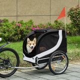 Hundeanhänger Fahrradanhänger Hundetransporter Hunde Fahrrad Anhänger Weiß+Schwarz 130 x 73 x 90 cm - Pawhut